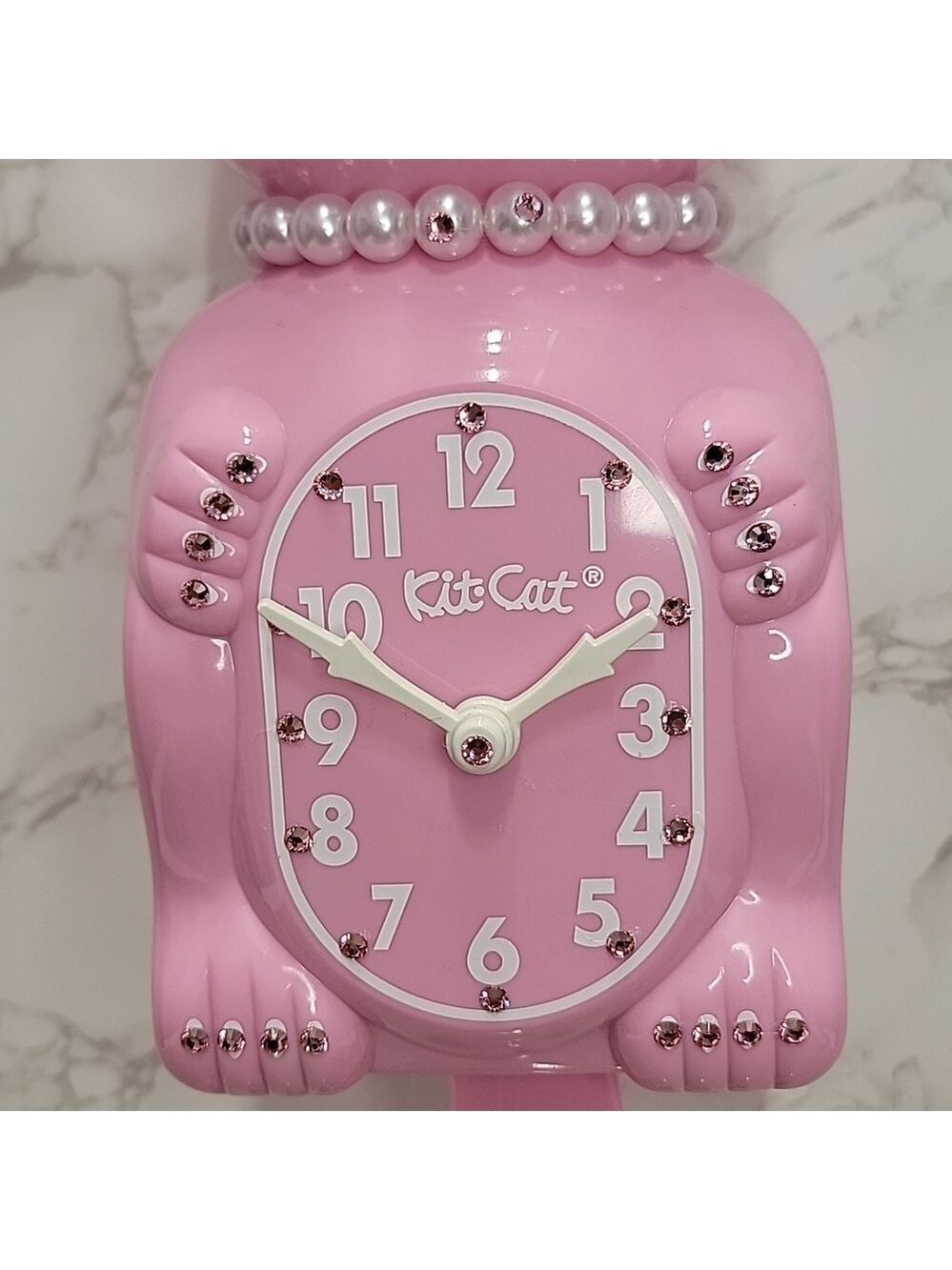 Jeweled Pink Satin Lady Kit-Cat Klock clock SUPER RARE - Picture 3 of 7